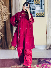 Mahnoor Maroon (Stitched 3 Pcs)